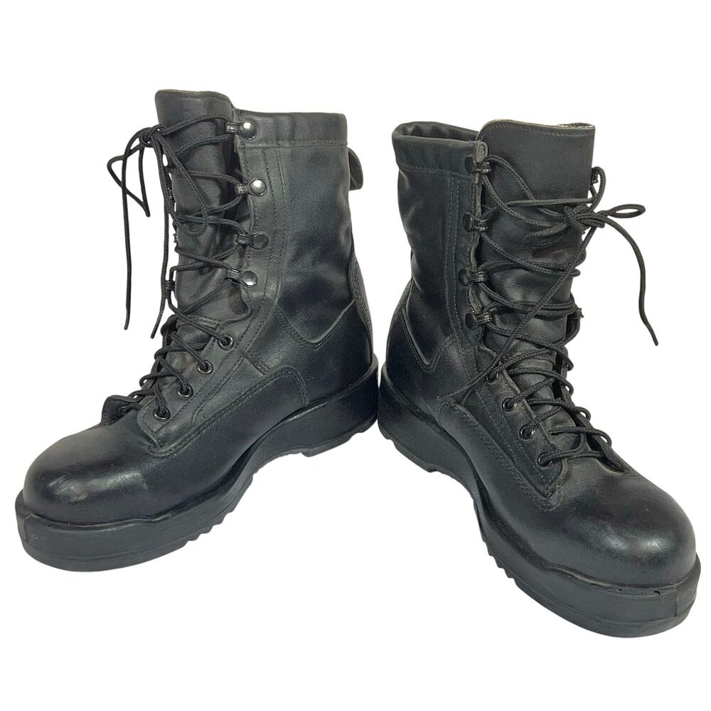 Wellco 1003 Safety Flight Deck Boots Navy Steel Toe Military Black Mens 6 R